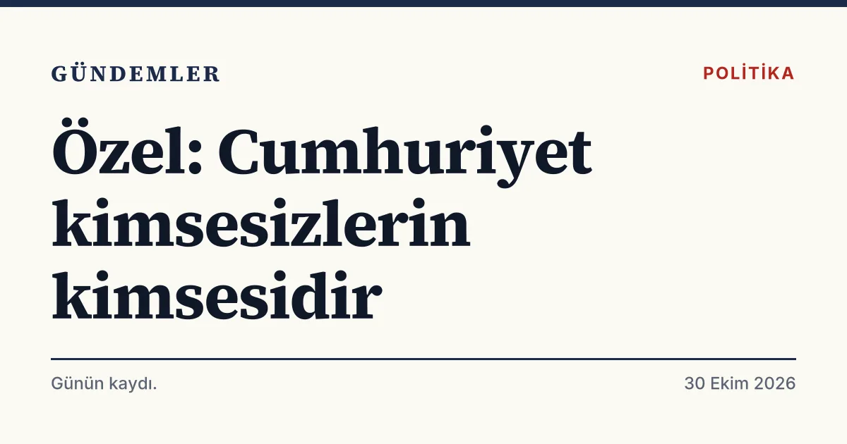 Özgür Özel'in Kadıköy'deki Cumhuriyet'in 103. yıl konuşmasından alıntı içeren tipografik haber kartı